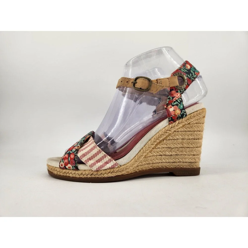 Sperry Saylor Top-Sider Wedge Sandals Womens‎ 5.5M Multicolor Floral Striped